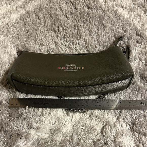 Coach Dark Green Leather Chain Shoulder Bag - Picture 9 of 11